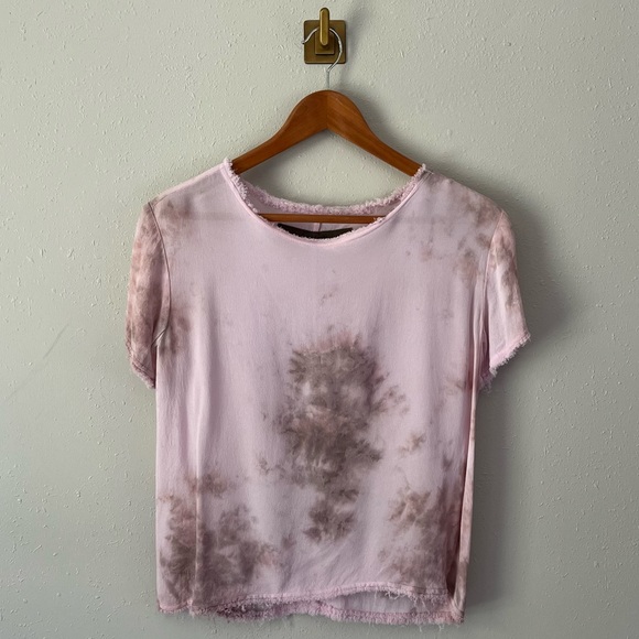 Enza Costa Viscose Light Pink Tie Dye Like Blouse Size 1 (Small) - Picture 2 of 8